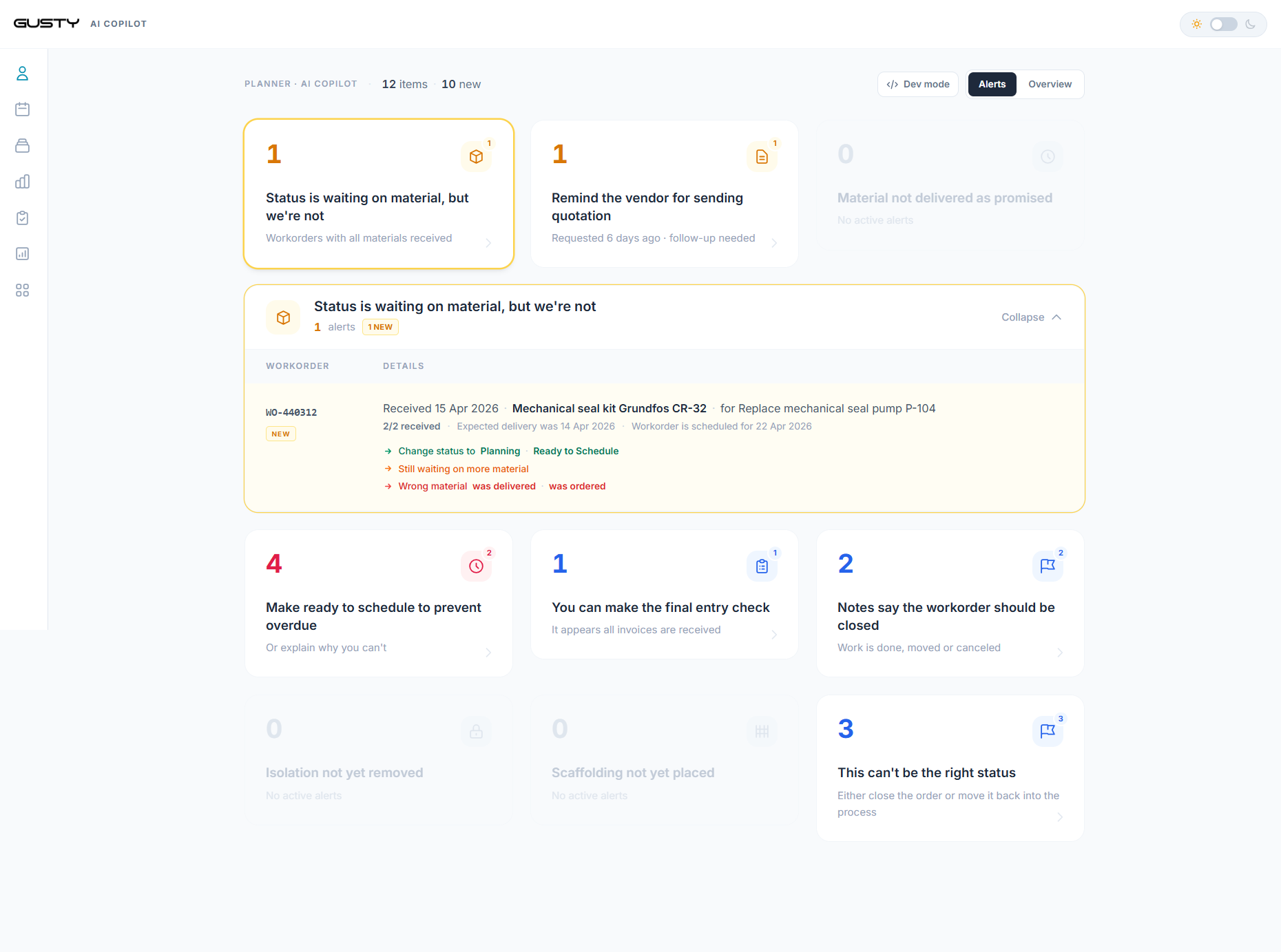 Copilot one-click action options on an alert